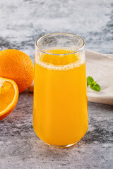 Fresh orange juice in the glass