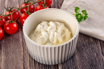 Italian delicous stracciatella young soft cheese