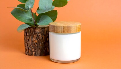 Minimalist Candle Jar with Green Plant