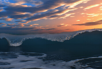 Fototapeta premium A big wave in the Venezuelan Caribbean Sea