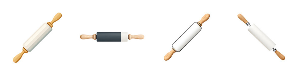 Rolling Pin Collection: Baking Tools Illustration on White Background