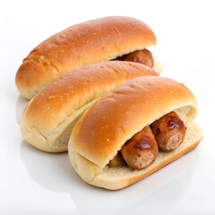 Soft sausage buns, golden brown and fluffy.