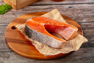 Fresh raw salmon fillet piece