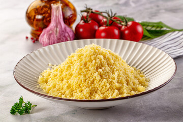 Boiled wheat couscous grain garnish