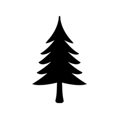 Fototapeta premium Simple Black Silhouette of a Christmas Tree on a White Background