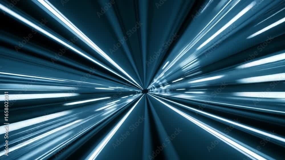 Poster abstract tunnel of light streaks, creating a sense of speed and motion.