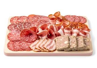 French snacks, Variety of Cured Meats on Board.