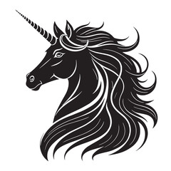 black unicorn Silhouette Vector, High Quality Illustration on White Background