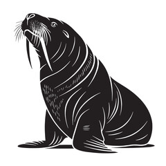 black walrus Silhouette Vector, High Quality Illustration on White Background
