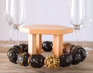 christmas table setting Elegant Surreal Illustration of Little Black Dress Celebration"
