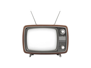 Old vintage retro television with a blank white screen