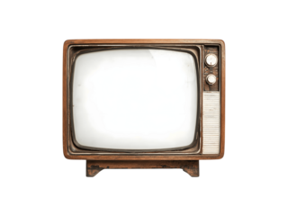 Old vintage retro television with a blank white screen