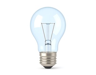 Classic Incandescent Light Bulb Isolated on White Background with Visible Filament and Metal Base