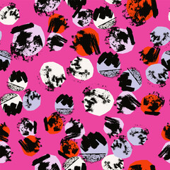 Various circles, shapes, figures. Modern abstract style. Hand drawn vector seamless pattern. Square background, wallpaper. Textile, fabric, print template, wrapping paper, design element