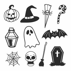 Obraz premium halloween icons set