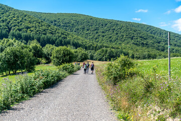 Bieszczady - Polish mountains. Tourist trail, tourist hiking summer time © Andrzej