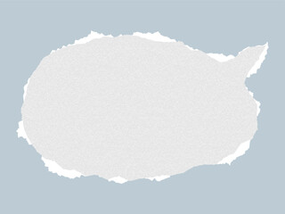 Decorative ripped paper message balloon with torn edges. Comic text box background. Empty speech bubble textured. Template for note, quote, message, social media, banner, collage, ads, highlighting