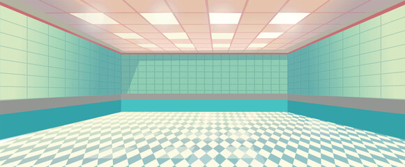 Empty room with green tiles