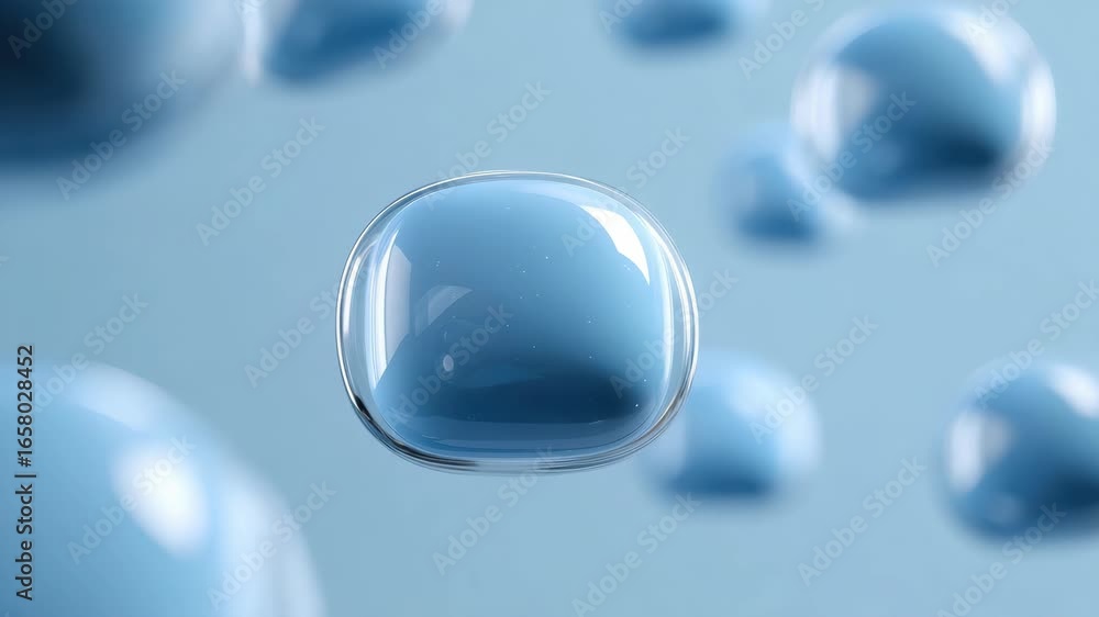 Poster translucent blue bubbles floating in soft blue background create serene and calming atmosphere with 