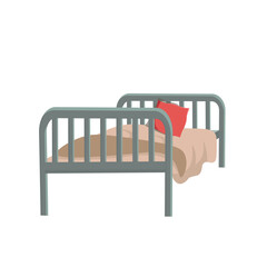 metal bed on white background