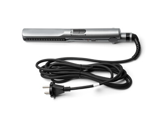 Modern flat hair iron. Hair straightener. Styling. Hairstyle. Hair straightener for curling and straightening hair.