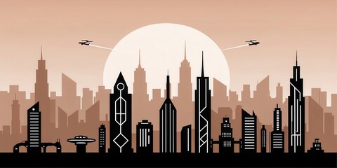 city skyline at sunset 