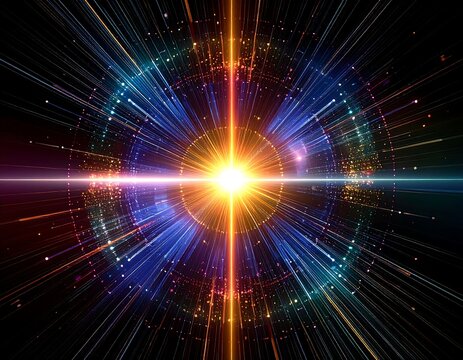 Bright Starburst Energy Cosmic Abstract Art - Powered by Adobe