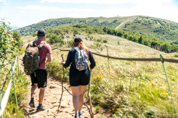 Bieszczady - Polish mountains. Tourist trail, tourist hiking summer time © Andrzej