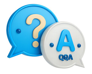 Question and Answer Speech Bubbles with Question Mark and Letter A Icons for Help and Support Resources