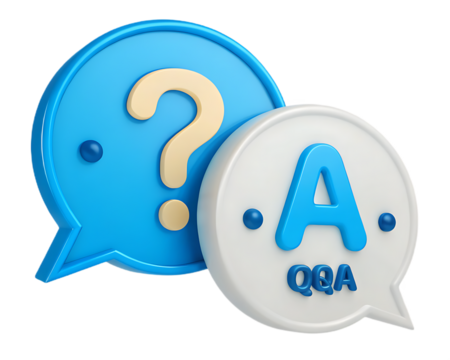 Question and Answer Speech Bubbles with Question Mark and Letter A Icons for Help and Support Resources