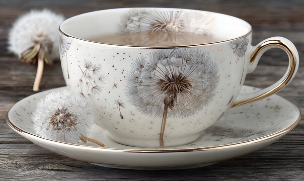 Elegant Tea Cup with Dandelion Seed Head