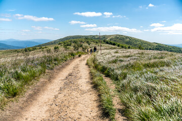 Bieszczady - Polish mountains. Tourist trail, tourist hiking summer time © Andrzej