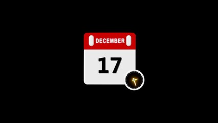 17 December Calendar Icon. Event schedule date. Meeting appointment time. Agenda plan, Realistic calendar and clock composition 4k illustration.