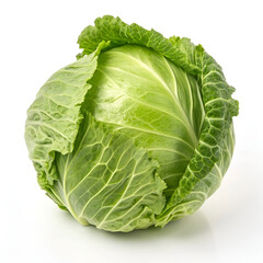 Obraz premium Fresh green cabbage, tightly packed crisp leaves with mild flavor.