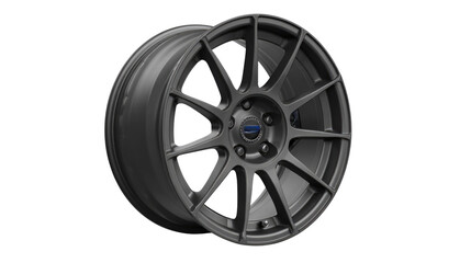 Naklejka premium Sleek Gray Alloy Wheel with Modern Design for High-Performance Vehicles and Automotive Enthusiasts