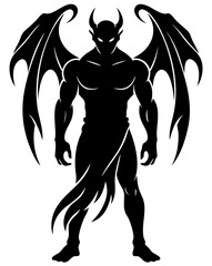 Resurrected demon with horns and bat wings, terrifying undead lord rising from the dead, sinister gothic creature of darkness, apocalyptic horror beast of nightmare and fear