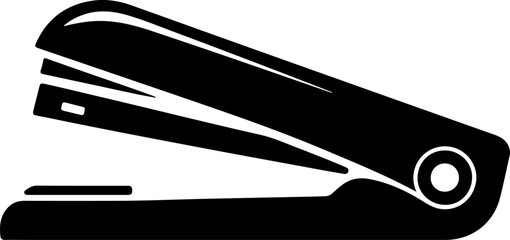 Black silhouette of a classic office stapler on a white background