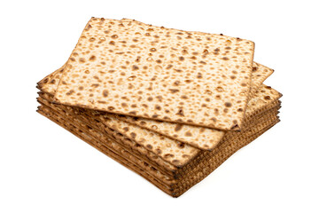 Matzo jewish traditional Passover bread. Pesach celebration symbol. Matzah, matzo, matzos. Close-up.