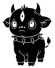 Zorrak Junior alien creature with third eye young mystical being wearing spiked collar innocent look hiding ancient mind cult symbol of telepathy and hidden knowledge