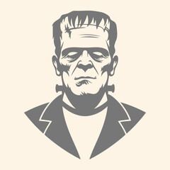 Portrait of a Frankenstein creature. Vector illustration.