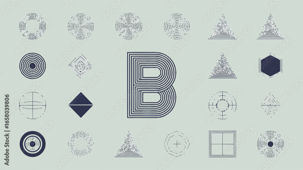 Poster Modern Geometric Art Composition Abstract Shapes and Patterns