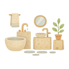 PNG Minimalist bathroom decor illustration