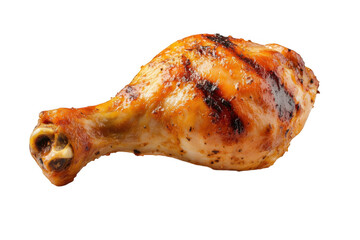 Delicious roasted chicken leg quarter bbq grilled and smoked poultry meat food photography isolated on transparent background