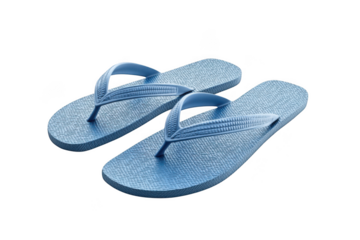 Pair of blue flip flops summer beach footwear sandals vacation slippers footgear fashion accessories isolated on transparent background