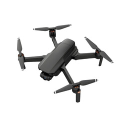 Sleek Black Modern Drone Isolated Cutout with Camera for Aerial Photography