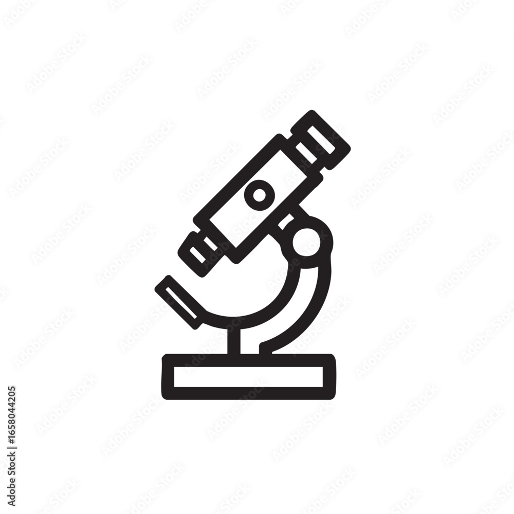 Poster a simple line icon of a microscope.