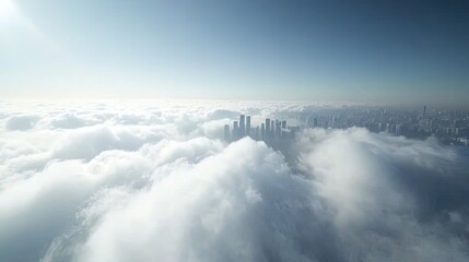 A drone shot of the city skyline 