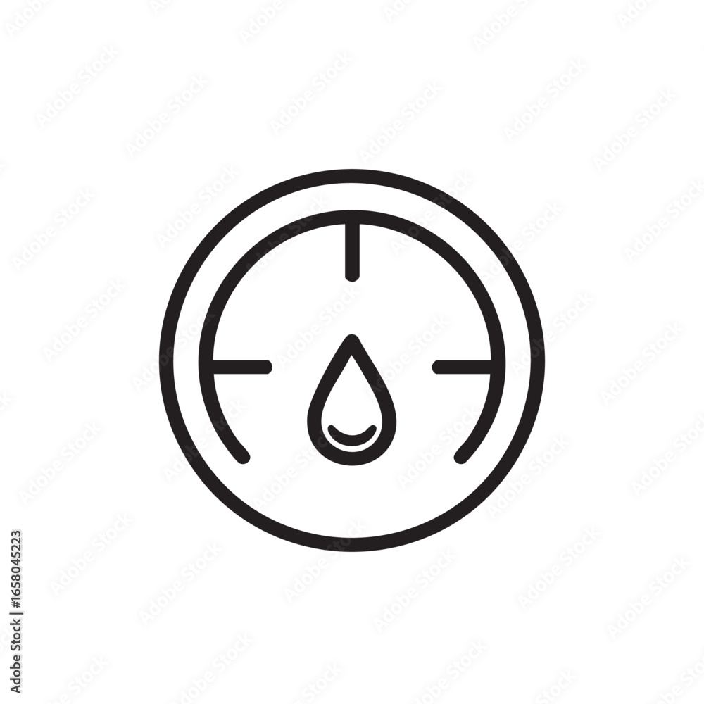 Poster a simple line drawing of a gauge with a drop.