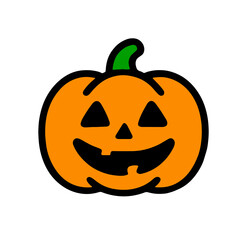 Illustration Cartoon pumpkin jack o’ lantern icon, classic Halloween holiday decoration. Perfect for spooky design, seasonal artwork, party branding, and autumn festival illustration.