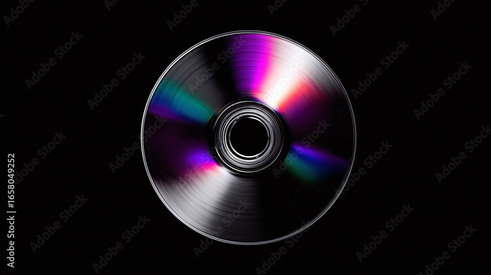 Poster shiny disc reflects a spectrum of vibrant colors, creating a mesmerizing and ethereal effect. the pl